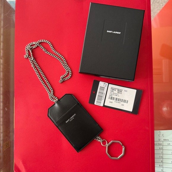 Saint Laurent Other - Saint Laurent Leather Lanyard Card holder key chain, 712614, New